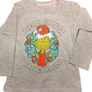 DR. Suess "Dear Santa, I can explain." Christmas Kids Long Sleeved Cotton Shirt
